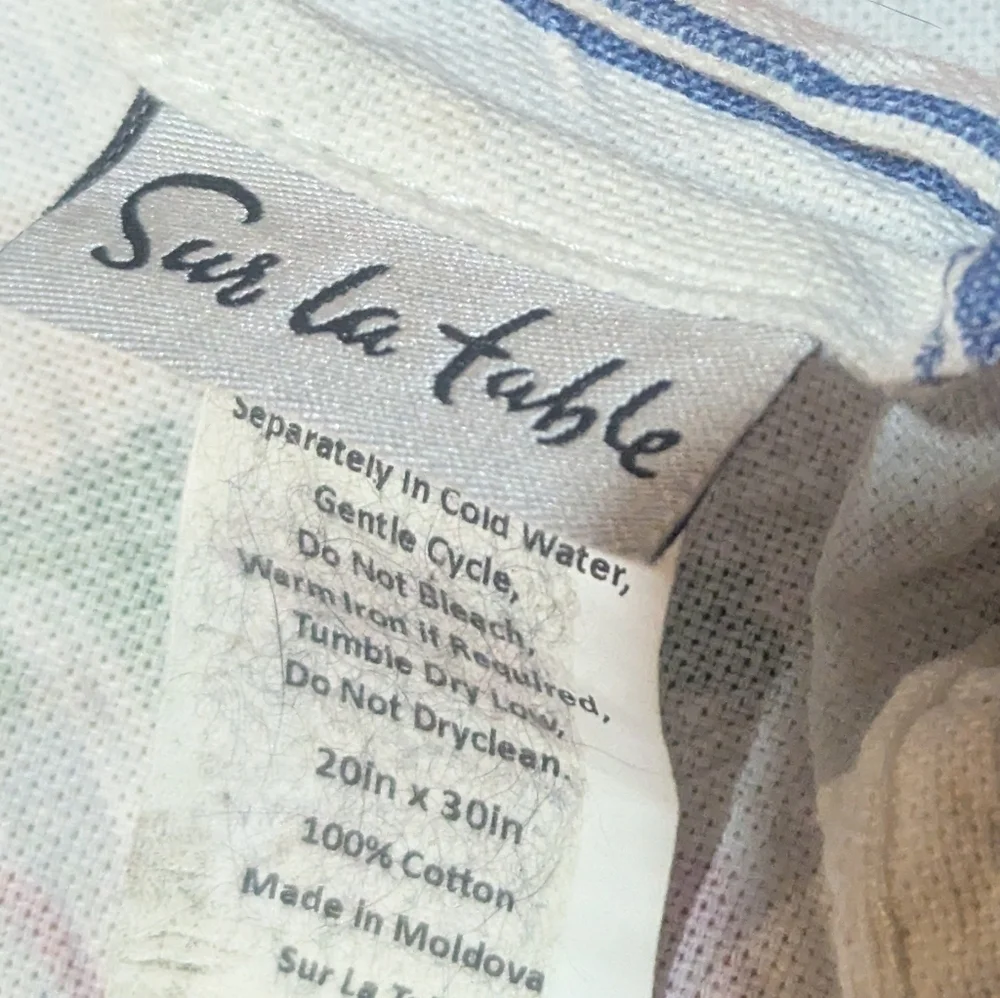 Sur La Table Kitchen Towel Cotton Pizza Veggies Cooking Preppy Cottagecore